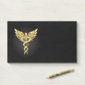 Gouden veelhoekig symbool Caduceus Post-it® Notes (Op bureau)