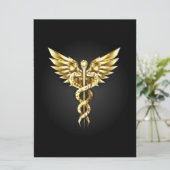 Gouden veelhoekig symbool Caduceus Programmakaart (Staand voorkant)