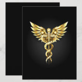 Gouden veelhoekig symbool Caduceus Programmakaart (Voorkant / Achterkant)