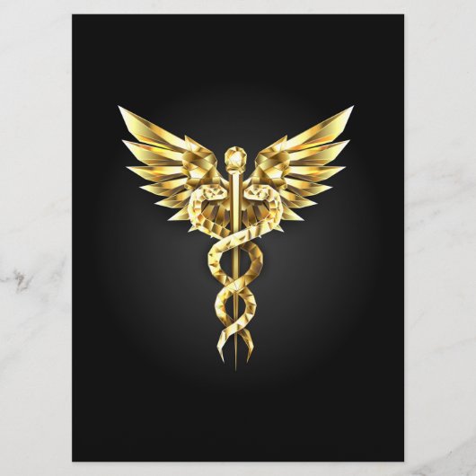 Gouden veelhoekig symbool Caduceus Programmakaart (Voorkant)