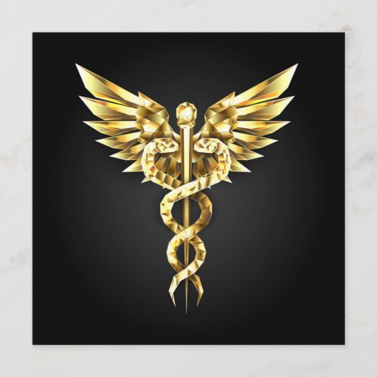 Gouden veelhoekig symbool Caduceus Programmakaart (Voorkant)