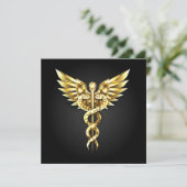 Gouden veelhoekig symbool Caduceus Programmakaart (Staand voorkant)