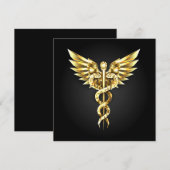 Gouden veelhoekig symbool Caduceus Programmakaart (Voorkant / Achterkant)