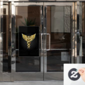 Gouden veelhoekig symbool Caduceus Raamsticker (Kantoordeur)