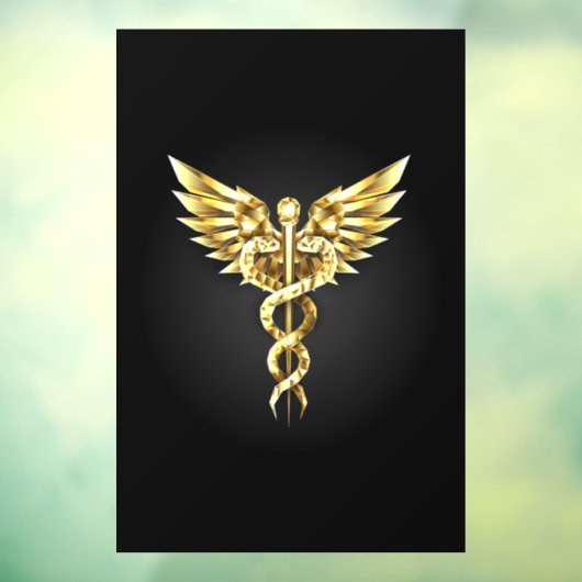 Gouden veelhoekig symbool Caduceus Raamsticker (Vel 3)