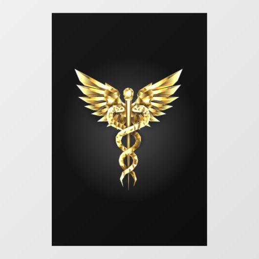 Gouden veelhoekig symbool Caduceus Raamsticker (Vel)
