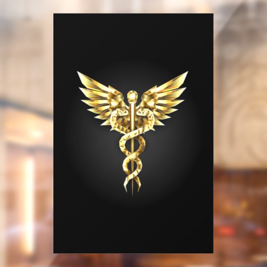 Gouden veelhoekig symbool Caduceus Raamsticker (Vel 2)