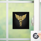 Gouden veelhoekig symbool Caduceus Raamsticker (Huis)