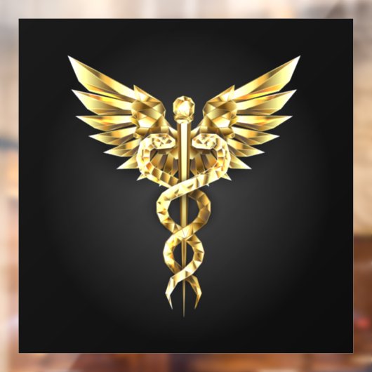 Gouden veelhoekig symbool Caduceus Raamsticker (Vel 2)