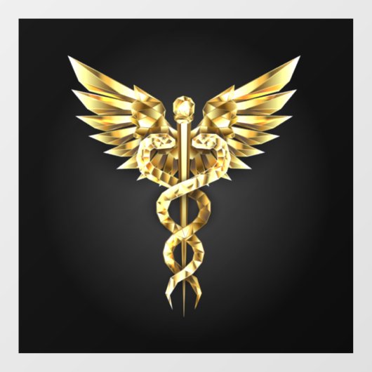 Gouden veelhoekig symbool Caduceus Raamsticker (Vel)