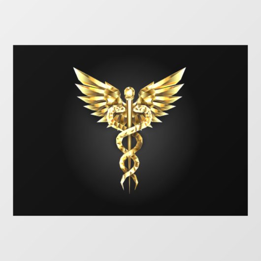 Gouden veelhoekig symbool Caduceus Raamsticker (Vel)