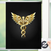 Gouden veelhoekig symbool Caduceus Raamsticker (Huis)