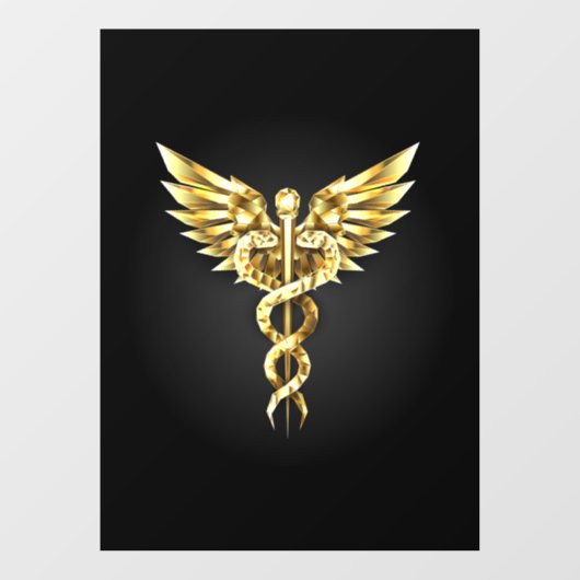 Gouden veelhoekig symbool Caduceus Raamsticker (Vel)