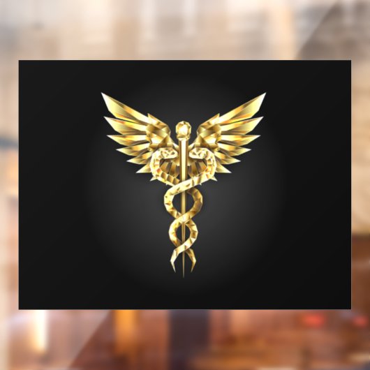 Gouden veelhoekig symbool Caduceus Raamsticker (Vel 2)