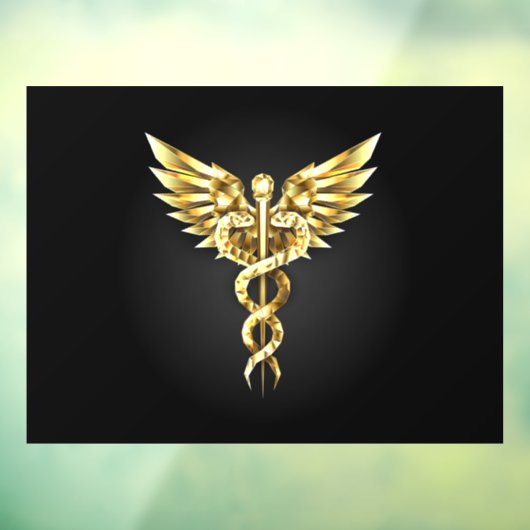 Gouden veelhoekig symbool Caduceus Raamsticker (Vel 3)