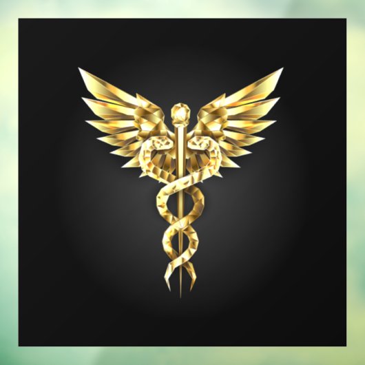 Gouden veelhoekig symbool Caduceus Raamsticker (Vel 3)