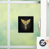 Gouden veelhoekig symbool Caduceus Raamsticker (Huis)