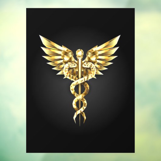 Gouden veelhoekig symbool Caduceus Raamsticker (Vel 3)