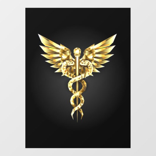 Gouden veelhoekig symbool Caduceus Raamsticker (Vel)