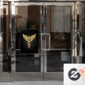 Gouden veelhoekig symbool Caduceus Raamsticker (Kantoordeur)