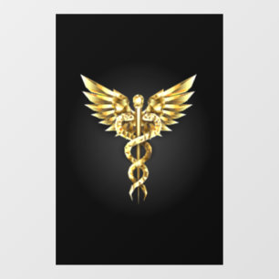 Gouden veelhoekig symbool Caduceus Raamsticker