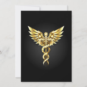 Gouden veelhoekig symbool Caduceus Save The Date