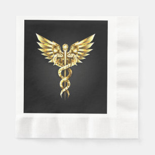 Gouden veelhoekig symbool Caduceus Servet