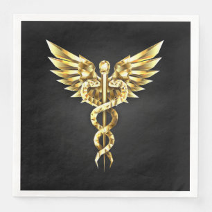 Gouden veelhoekig symbool Caduceus Servet