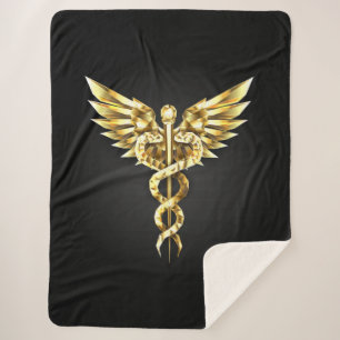 Gouden veelhoekig symbool Caduceus Sherpa Deken