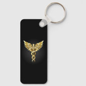 Gouden veelhoekig symbool Caduceus Sleutelhanger (Achterkant)