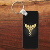 Gouden veelhoekig symbool Caduceus Sleutelhanger (Voorkant)