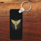 Gouden veelhoekig symbool Caduceus Sleutelhanger (Achterkant)