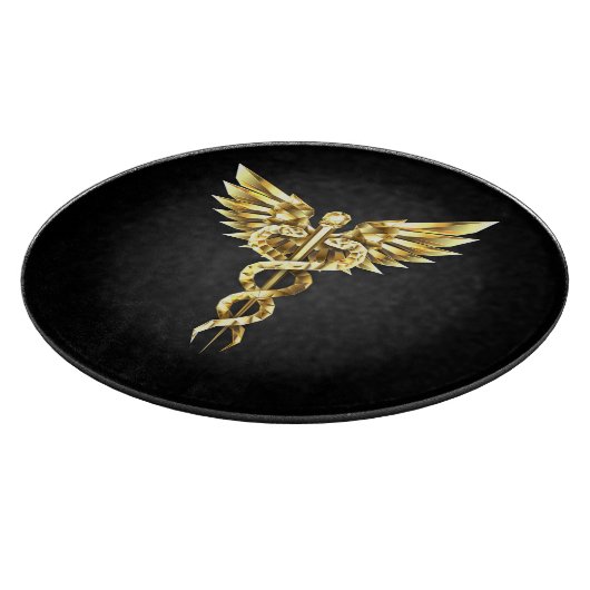 Gouden veelhoekig symbool Caduceus Snijplank (Hoek)
