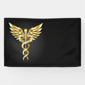 Gouden veelhoekig symbool Caduceus Spandoek (Horizontaal)