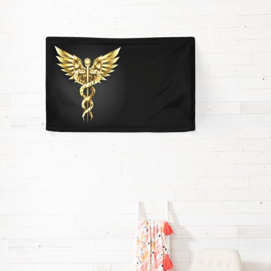 Gouden veelhoekig symbool Caduceus Spandoek (Insitu)