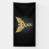 Gouden veelhoekig symbool Caduceus Spandoek (Verticaal)