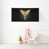 Gouden veelhoekig symbool Caduceus Spandoek (Insitu)