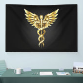 Gouden veelhoekig symbool Caduceus Spandoek (Beurs)
