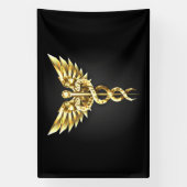 Gouden veelhoekig symbool Caduceus Spandoek (Verticaal)