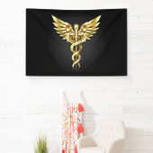 Gouden veelhoekig symbool Caduceus Spandoek (Insitu)