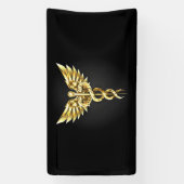 Gouden veelhoekig symbool Caduceus Spandoek (Verticaal)