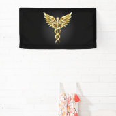 Gouden veelhoekig symbool Caduceus Spandoek (Insitu)