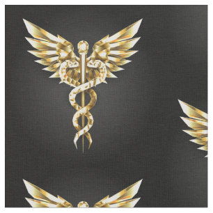 Gouden veelhoekig symbool Caduceus Stof