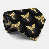 Gouden veelhoekig symbool Caduceus Stropdas (Opgerold)