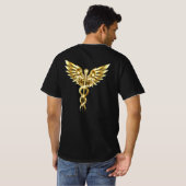 Gouden veelhoekig symbool Caduceus T-shirt (Achterkant volledig)
