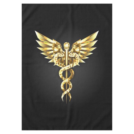 Gouden veelhoekig symbool Caduceus Tafelkleed (Voorkant)