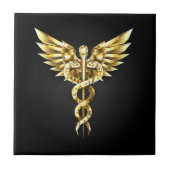 Gouden veelhoekig symbool Caduceus Tegeltje (Voorkant)