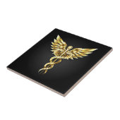 Gouden veelhoekig symbool Caduceus Tegeltje (Zijkant)