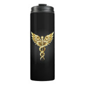 Gouden veelhoekig symbool Caduceus Thermosbeker (Voorkant)