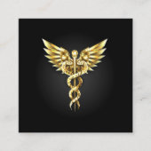 Gouden veelhoekig symbool Caduceus Vierkante Visitekaartje (Voorkant)